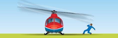 Jangan masuk atau keluar helikopter pada saat mesin baru dinyalakan