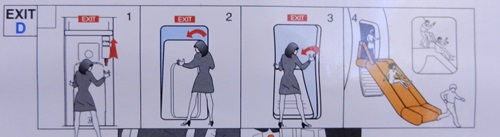 Cuplikan gambar slide dari panduan keselamatan di pesawat